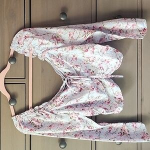 FLORAL LONG SLEEVE CROP TOP SIZE LARGE